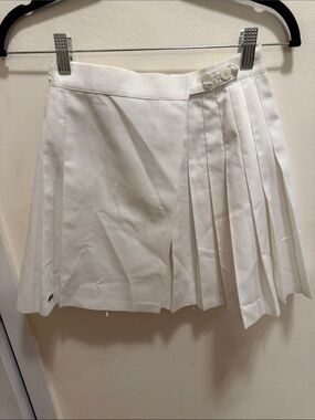 Lacoste White Pleated Tennis Skort with Button Waist